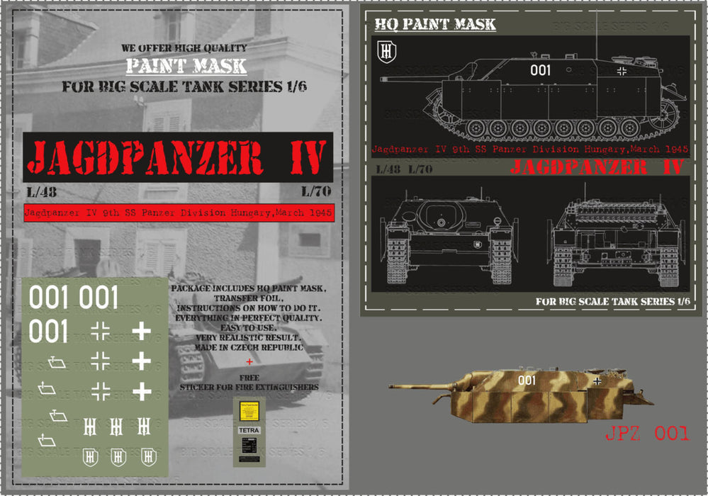HQ-JPZ001 1/6 Jagdpanzer IV L48 9th SS Panzer Division Hungary March 1945 Paint Mask