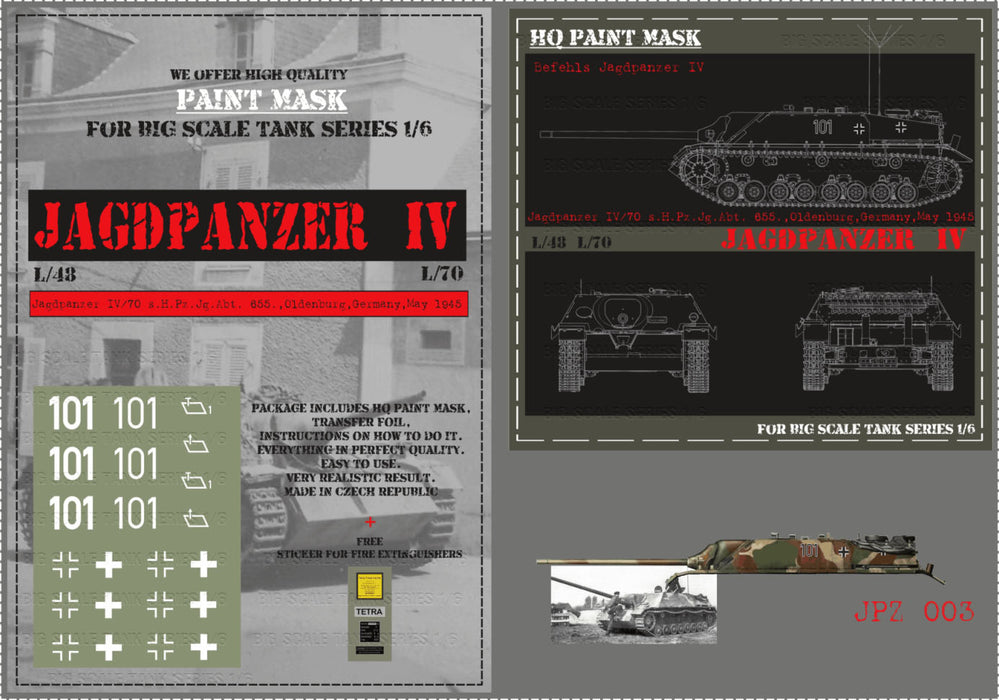HQ-JPZ003 1/6 Jagdpanzer IV L70 Jg.Abt.655 Oldenburg Germany May 1945 Paint Mask