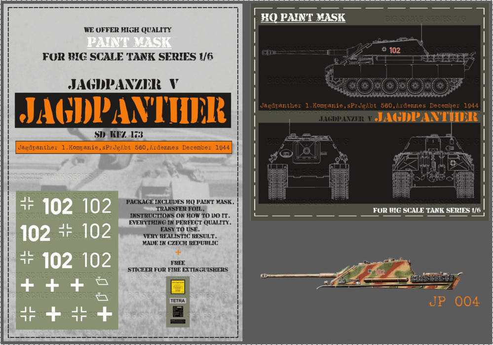 HQ-JP004 1/6 Jagdpanther 1.kompanie sPz.Jg.Abt.560 Ardennes December 1944 Paint Mask