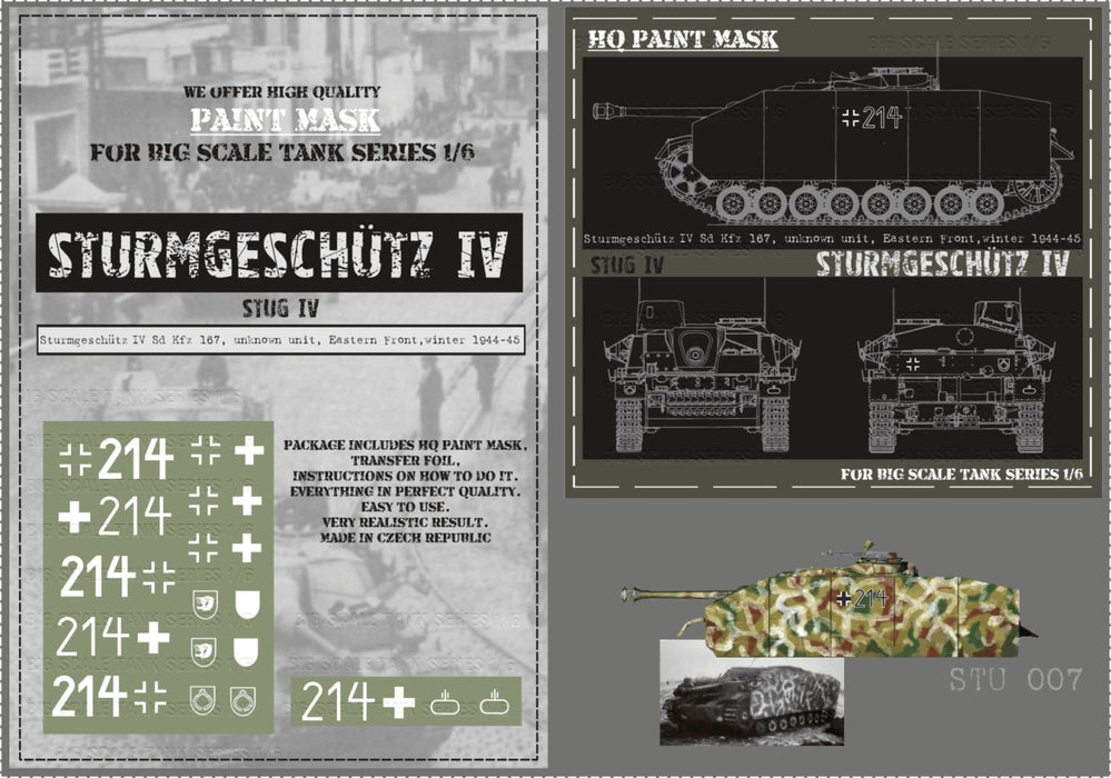 HQ-STU007 1/6 StuG IV unknown unit Eastern front Winter 1944-45 Paint Mask