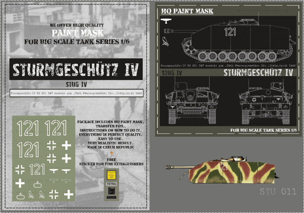 HQ-STU011 1/6 StuG IV 29th Pz.Gren.Div. Italy April 1945 Paint Mask