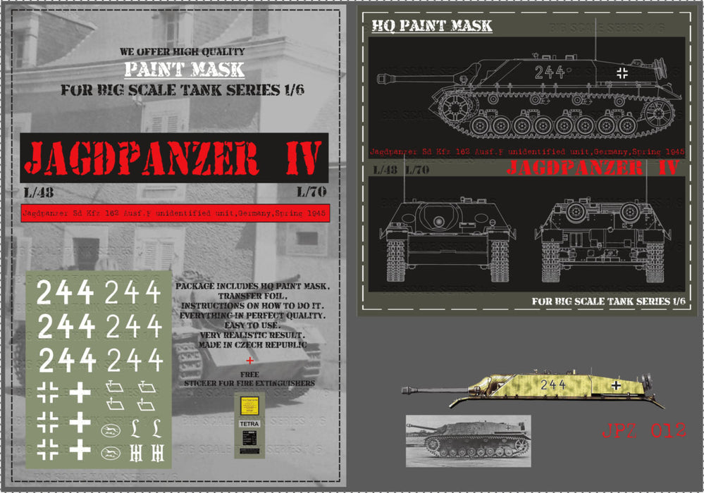HQ-JPZ012 1/6 Jagdpanzer IV L48 unidentified unit Germany Spring 1945 Paint Mask