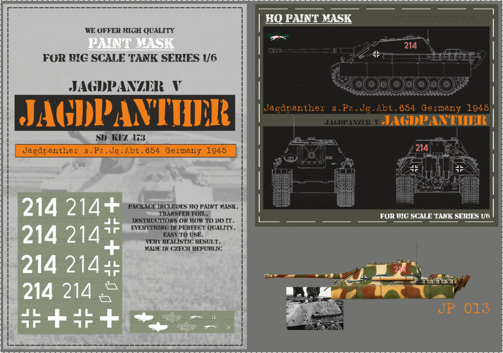 HQ-JP013 1/6 Jagdpanther s.Pz.Jg.Abt.654 Germany 1945 Paint Mask