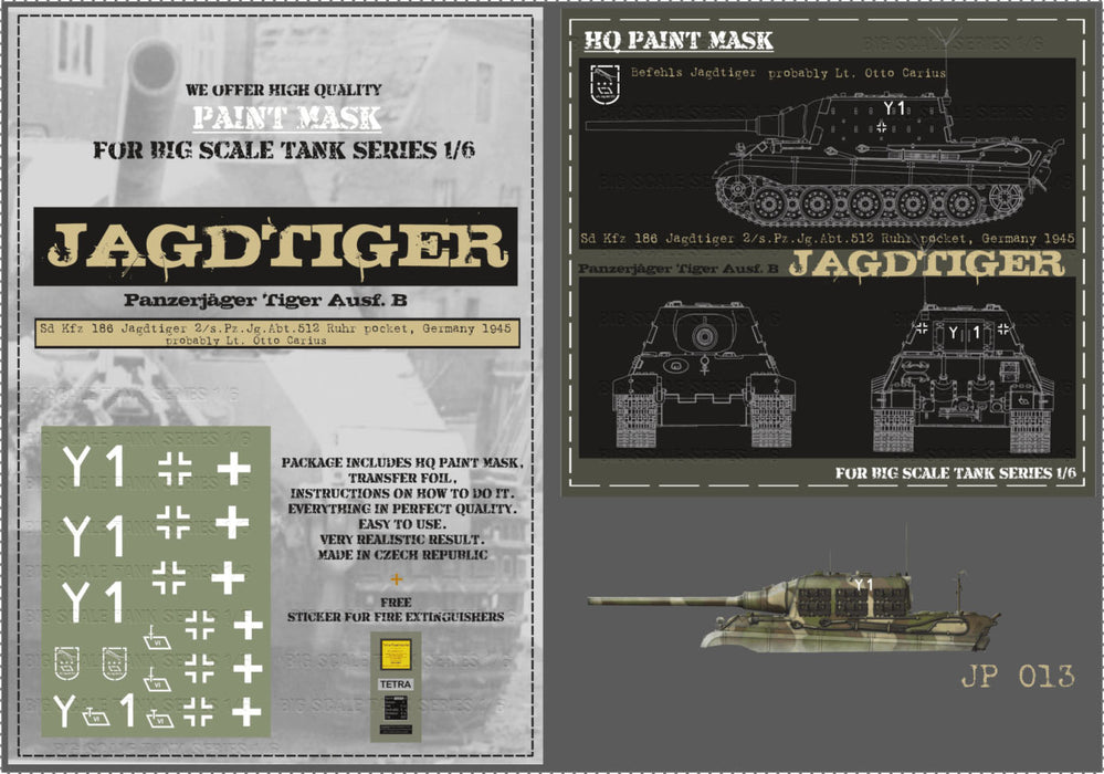 HQ-JT013 1/6 Sd.Kfz.186 Jagdtiger 2/s.Pz.Jg.Abt.512 Ruhr Pocket Germany 1945. Probably Lt. Otto Carius Paint Mask