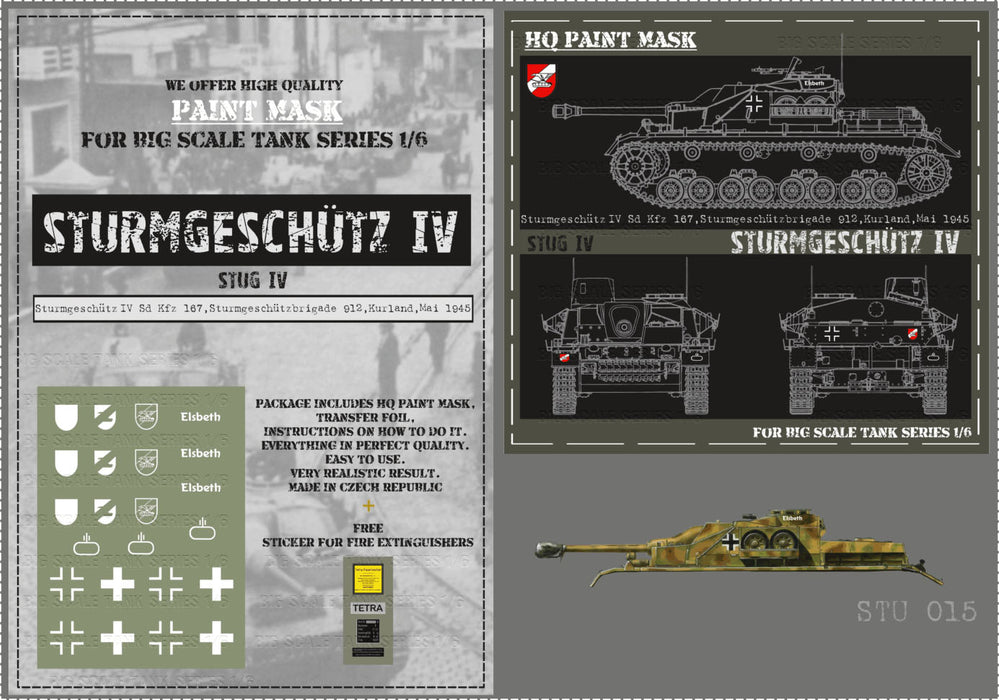 HQ-STU015 1/6 StuG IV Sturmgeschutzbrigade 912 Kurland May 1945 Paint Mask