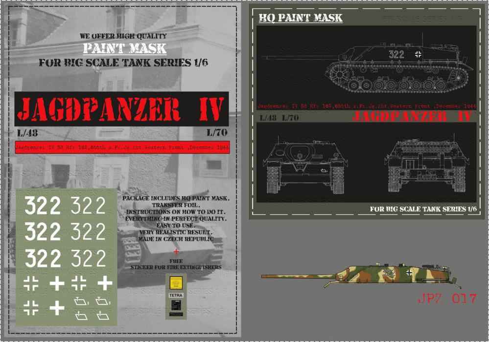 HQ-JPZ017 1/6 Jagdpanzer IV L70 655th s.Pz.Jg.Abt. Western Front December 1944 Paint Mask