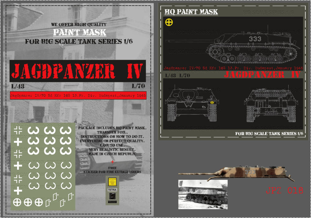 HQ-JPZ018 1/6 Jagdpanzer IV L70 13.Pz.Div. Budapest January 1945 Paint Mask