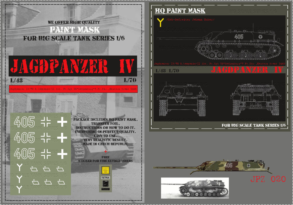 HQ-JPZ020 1/6 Jagdpanzer IV L70 5.kompanie/II Abt.Pz.Rgt 25 'Rothenburg' 7 Pz.Div. Eastern Front 1945 Paint Mask