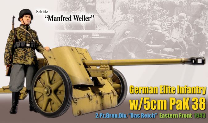 DRF70705 5cm PaK 38 w/ Bonus Gunner Figure Manfred Weller 2.Pz.Gren.Div. Das Reich Eastern Front 1943