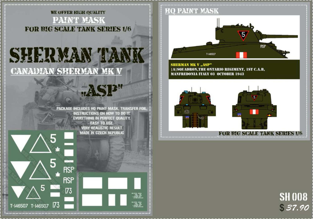 HQ-SH008 1/6 Canadian Sherman Mk.V "ASP" Paint Mask