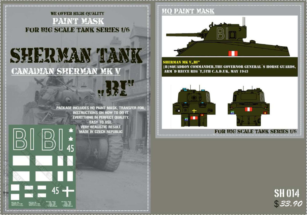 HQ-SH014 1/6 Canadian Sherman Mk.V "BI' Paint Mask