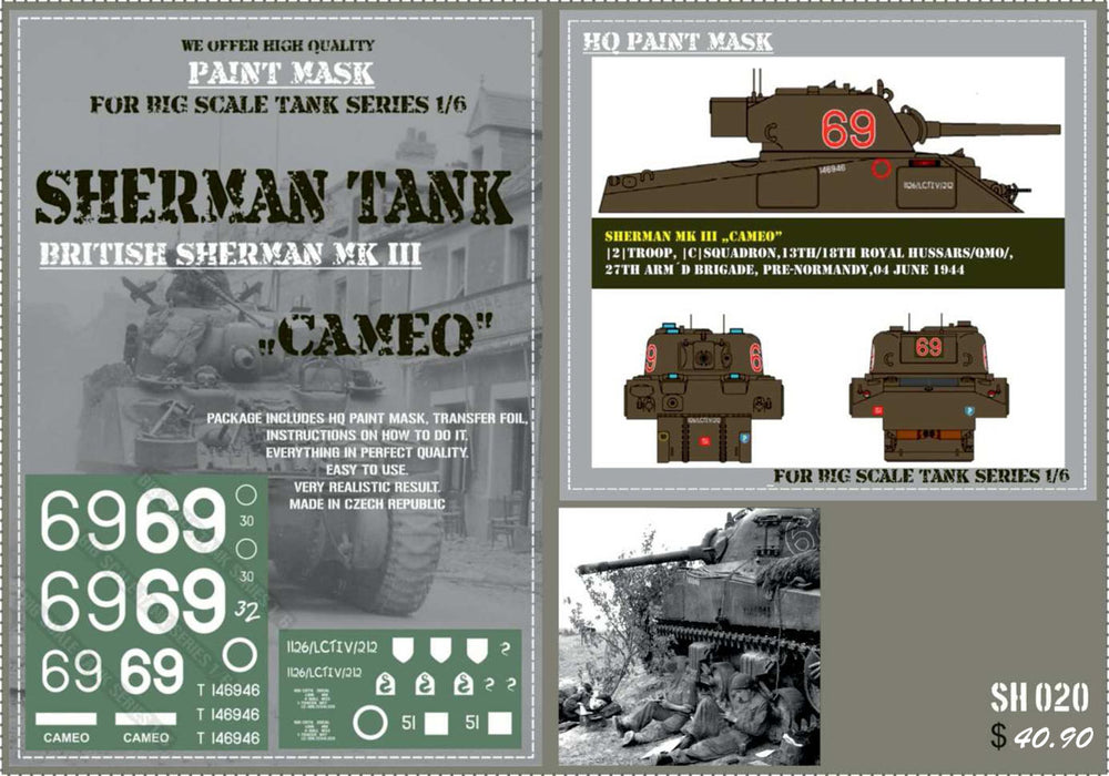 HQ-SH020 1/6 British Sherman Mk.III "Cameo" Paint Mask