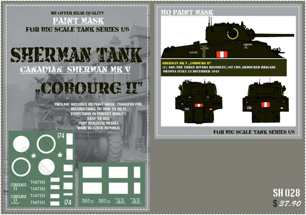 HQ-SH028 1/6 Canadian Sherman Mk.V "Cobourg II" Paint Mask