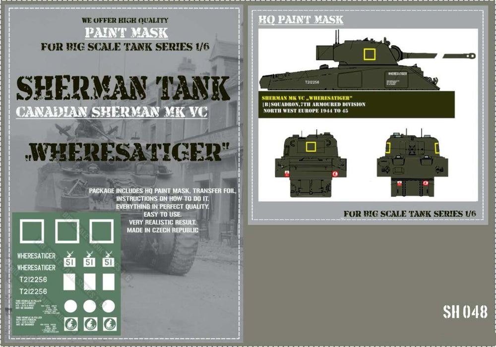 HQ-SH048 1/6 Canadian Sherman Mk.Vc "Wheresatiger" Paint Mask