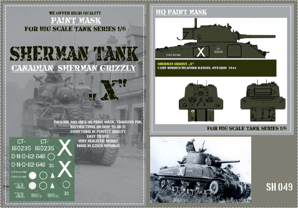 HQ-SH049 1/6 Canadian Sherman Grizzly "X" Paint Mask