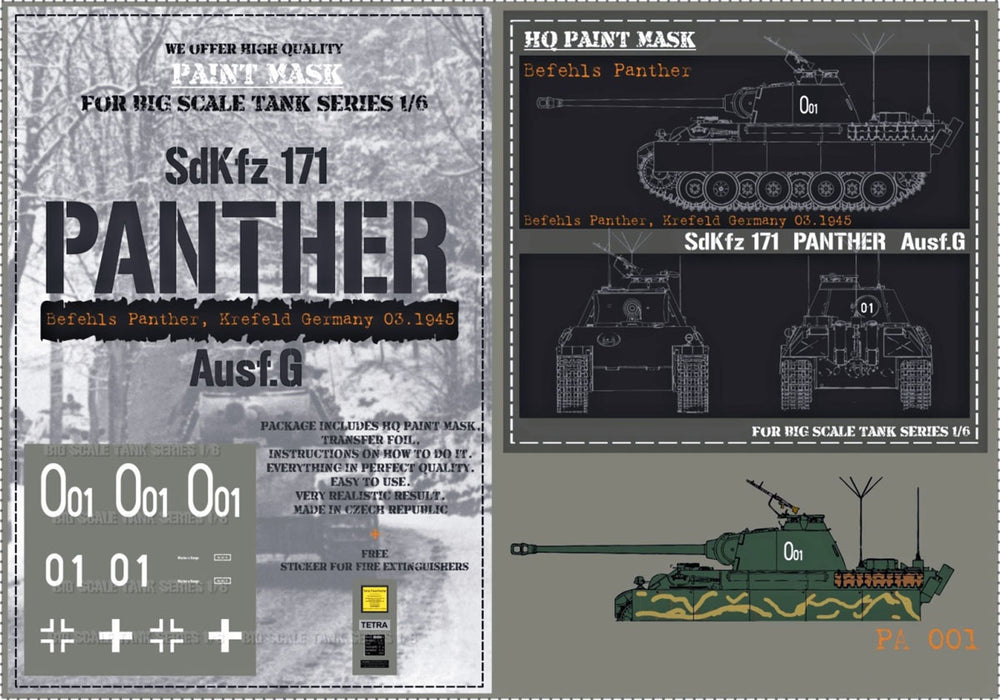 HQ-PA001 1/6 Befehls Panther G Krefeld Germany 03.1945 Paint Mask