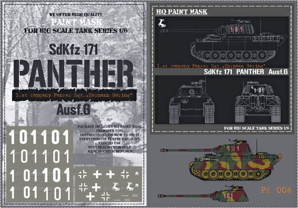HQ-PA004 1/6 Panther G 1st Companry Pz. Rgt. Herman Goring Paint Mask