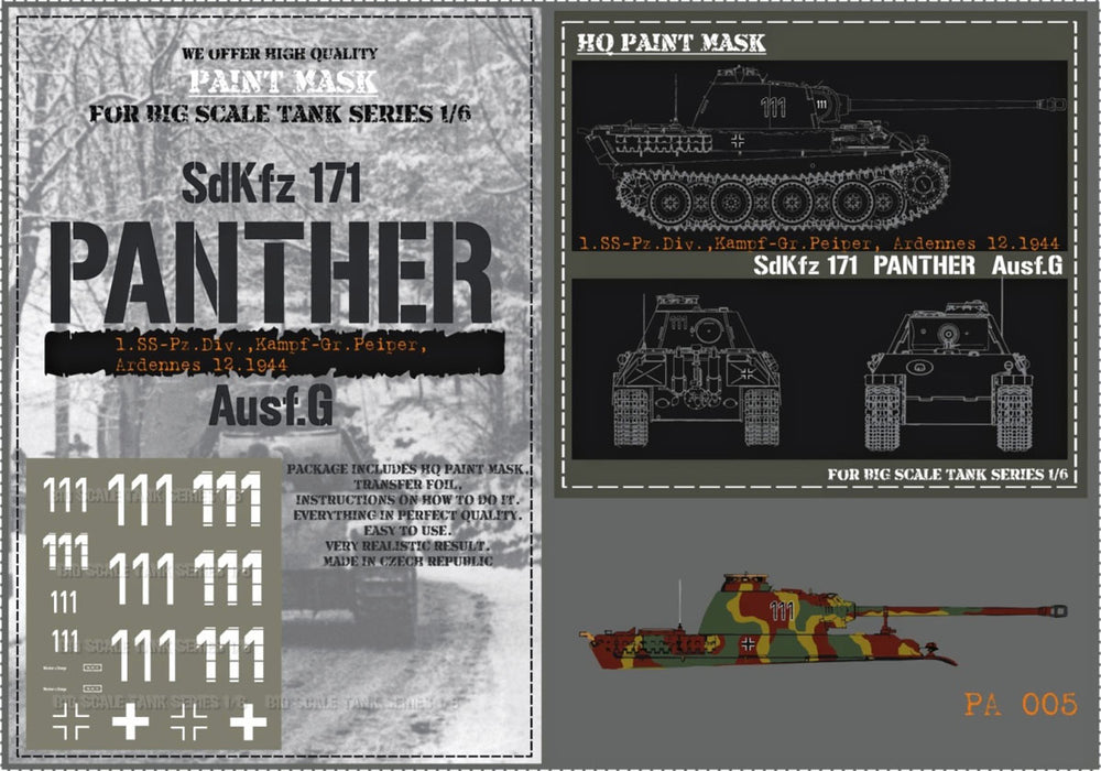 HQ-PA005 1/6 Panther G 1.SS-Pz.Div. Kampf-Gr. Peiper Ardennes 12.1944 Paint Mask