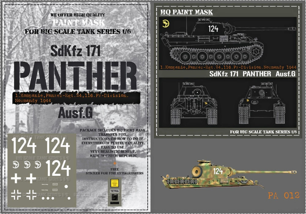HQ-PA012 1/6 Panther G 1.Komp. Pz-Rgt 24 116.Pz.Div. Normandy 1944 Paint Mask