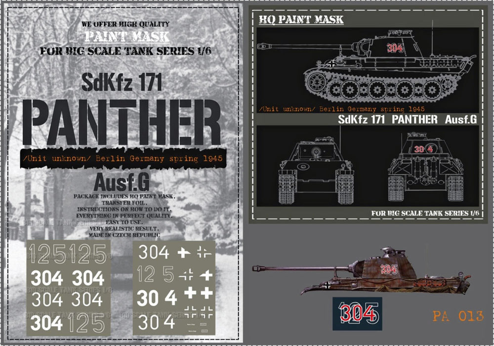 HQ-PA013 1/6 Panther G Unit Unknown Berlin Germany Spring 1945 Paint Mask