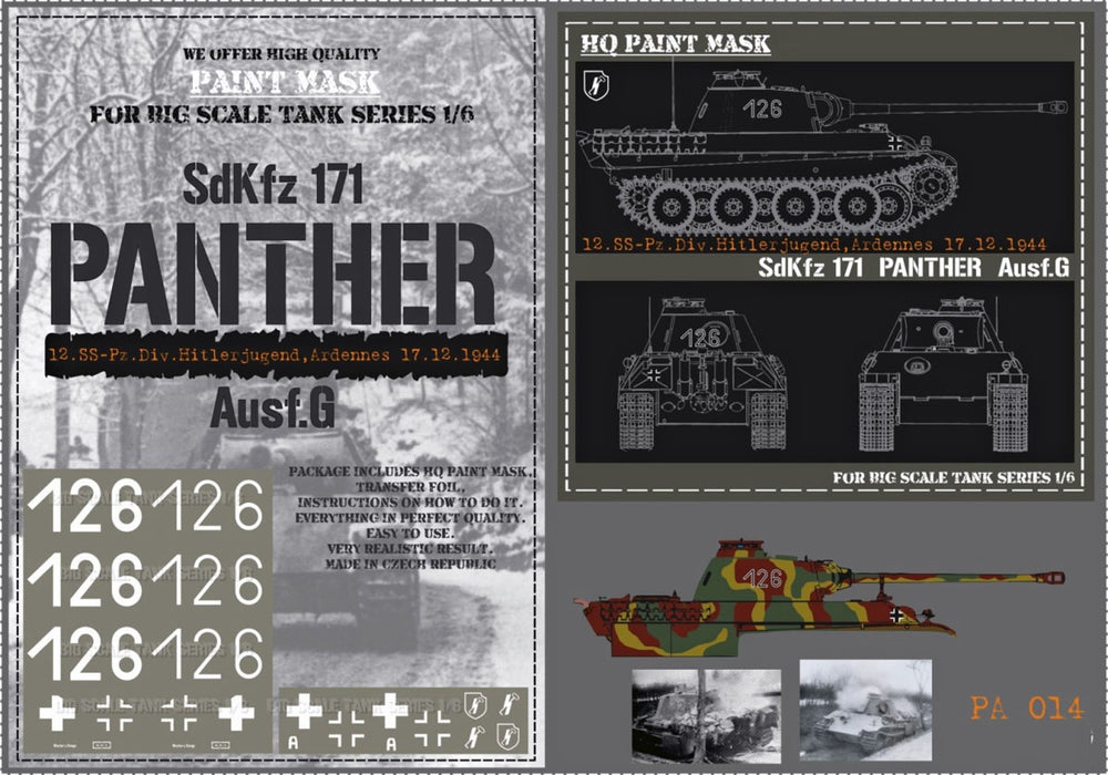 HQ-PA014 1/6 Panther G 12.SS-Pz.Div. Hitlerjugend Ardennes 17.12.1944 Paint Mask