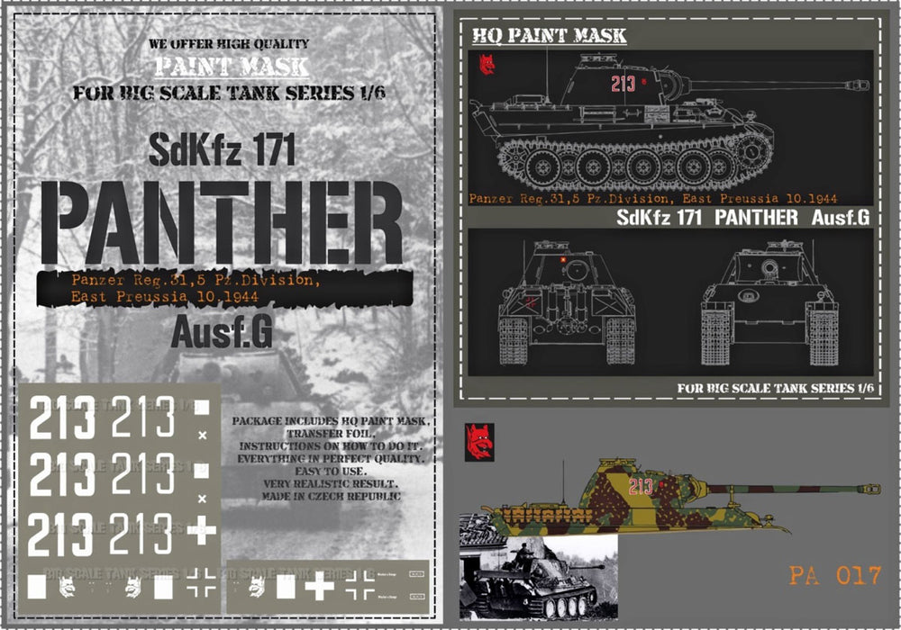 HQ-PA017 1/6 Panther G Pz.Reg.31 5.Pz.Div. East Prussia 10.1944 Paint Mask