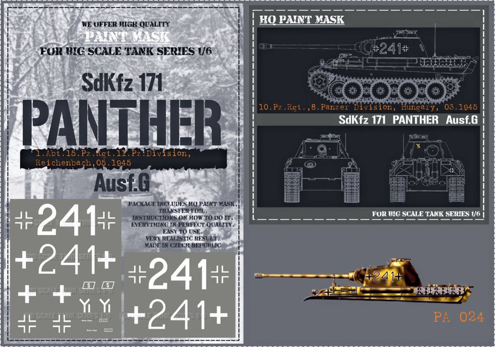 HQ-PA024 1/6 Panther G 10.Pz.Rgt. 8.Pz.Div. Hungary 03.1945 Paint Mask