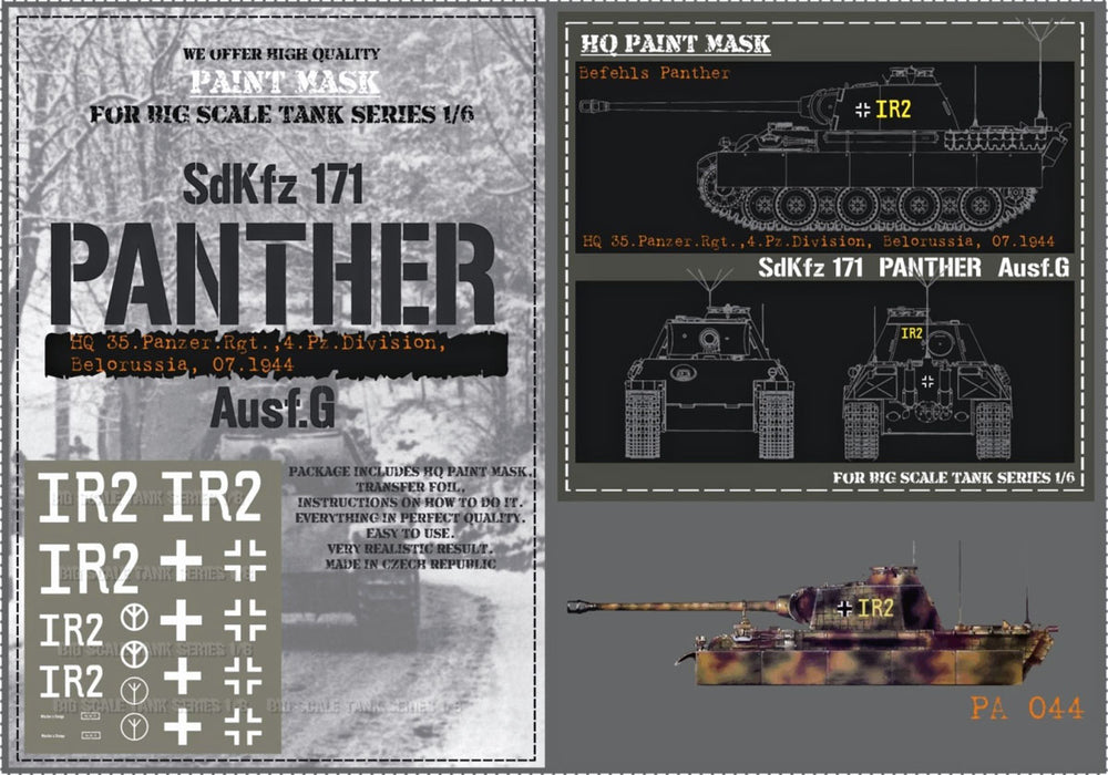 HQ-PA044 1/6 Panther G HQ 35 Pz.Rgt. 4.Pz.Div. Belorussia 07.1944  Paint Mask