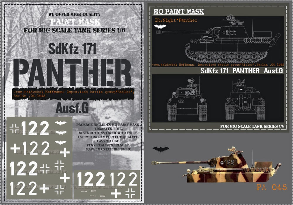 HQ-PA045 1/6 Panther G Feldwebel Hoffmann Improvised Battle Group "Ritler" Berlin 04.1945  Paint Mask